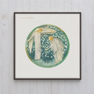 Poster Wall Art White Garden From The Flower Book 1905 By Sir Edward Burne Jones #538 Retro Poster, XIX Century Artwork, European Middle