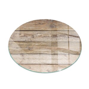 Natural Wood Boards Round Hearth Extension, Beige Fireplace Decoration, Glass Stove Hearth Plate, Minimalist Fireplace Floor Plate