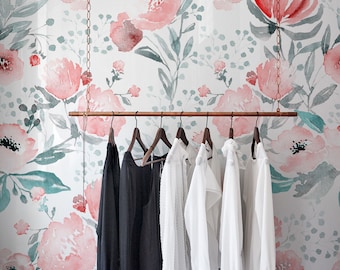 Removable wallpaper - Lovely Flowers wall mural - Floral Wall Decor - Watercolor Wallpaper - Peel and stick - Temporary - Renters Decor #123