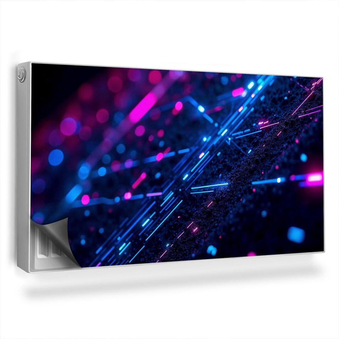 Neon Lights Modern 3D Abstraction Radiator Cover, Navy Magnet Mat ...