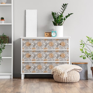 Wheels on concrete tiles Furniture Sticker, Texture Adhesive Foils, Texture Style veneer, Gray Furniture Decals, Waterproof Sticker