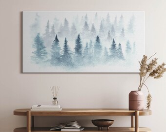 Winter forest Canvas, Wall Art Picture, Blue Wall Decoration, Art Canvas Art