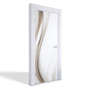 Può includere: Porta interna bianca con un design astratto moderno in tonalità di marrone e grigio.