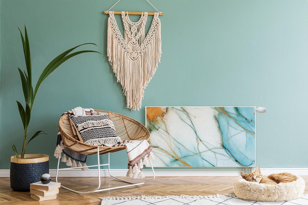 Elegant Delicate Marble Texture Radiator Cover, Turquoise Magnet Mat ...