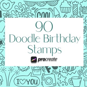 Procreate Birthday Stamps, Procreate Party Stamps, Cake Stamps, Candle Procreate, Doodle Birthday, Doodle Stamps, Procreate Brushes