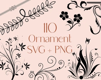 Ornament Svg Bundle | Floral Frame Svg Bundle | Border Svg | Text Divider Svg | Floral Divider Svg | Commercial Use Included