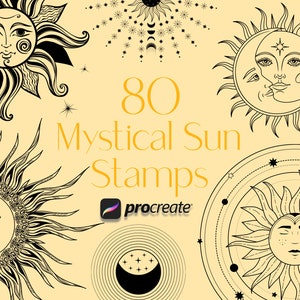 Procreate Sun Stamps, Procreate Celestial Stamps, Boho Stamps, Procreate Wicca, Witchcraft Stamps, Procreate Magic, Mystic Procreate Stamps