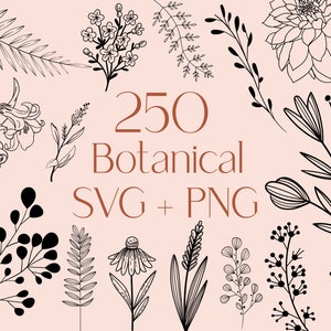 Botanique SVG, fichiers SVG, lot de fleurs, Svg floral, feuilles Svg, branches Svg, fichiers Svg pour Cricut, usage Commercial inclus