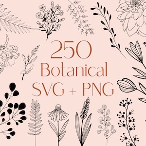 Botanique SVG, fichiers SVG, lot de fleurs, Svg floral, feuilles Svg, branches Svg, fichiers Svg pour Cricut, usage Commercial inclus