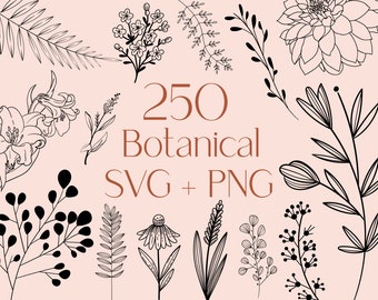 Botanical SVG, SVG Files, Flower Svg Bundle, Floral Svg, Leaves Svg, Branches Svg, Svg Files for Cricut, Commercial Use Included