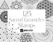 125 Sacred Geometry Procreate Stamps: Minimalist Tattoo Designs (Digital Download)