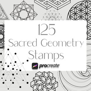 Procreate 神聖幾何学スタンプ、ミニマルタトゥースタンプ、Procreate Essentials、Procreate シェイプスタンプ、Procreate ブラシ