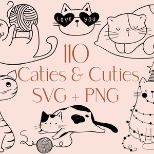 Chat SVG, Svg dessins chat, animal de compagnie, Svg chaton, chaton, Svg animal mignon, lot de Svg animal, Doodle Svg, Silhouette de chat, chat fichiers coupés