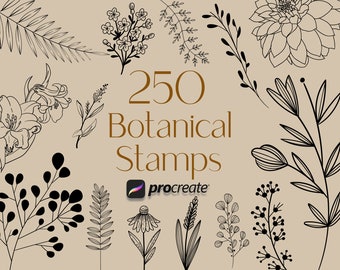 Procreate Botanical Stamps, Flower Procreate Stamps, Floral Procreate Stamps, procreate stamps, Procreate Leaves, Commercial Use Included