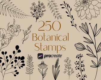 Botanical Procreate, Flower Procreate, Floral Procreate, procreate stamps, procreate brushes, stamp brushes, Leaf Procreate, plant procreate