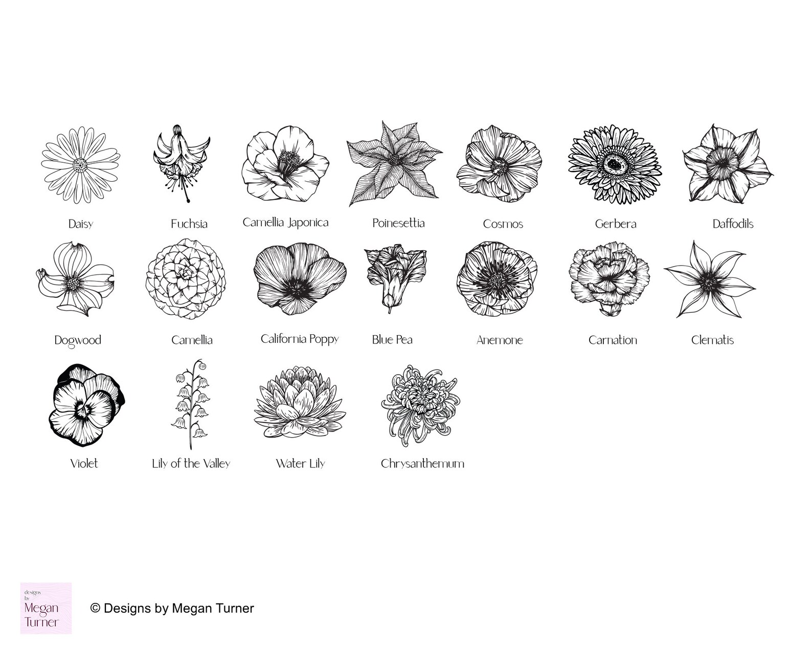 Birth Month Flower Stamps: Botanical Procreate Brushes (commercial Use ...
