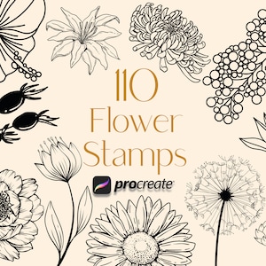 Procreate Flower Stamps, Procreate Floral Stamps, Flower Procreate, Floral Procreate, Procreate Botanical, Procreate Flower Brushes
