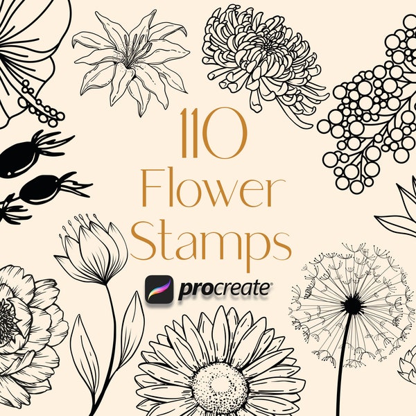 Procreate Flower Stamps | Procreate Floral Stamps | Floral Procreate | Procreate Botanical | Flower Stamps | Procreate Flower Brushes