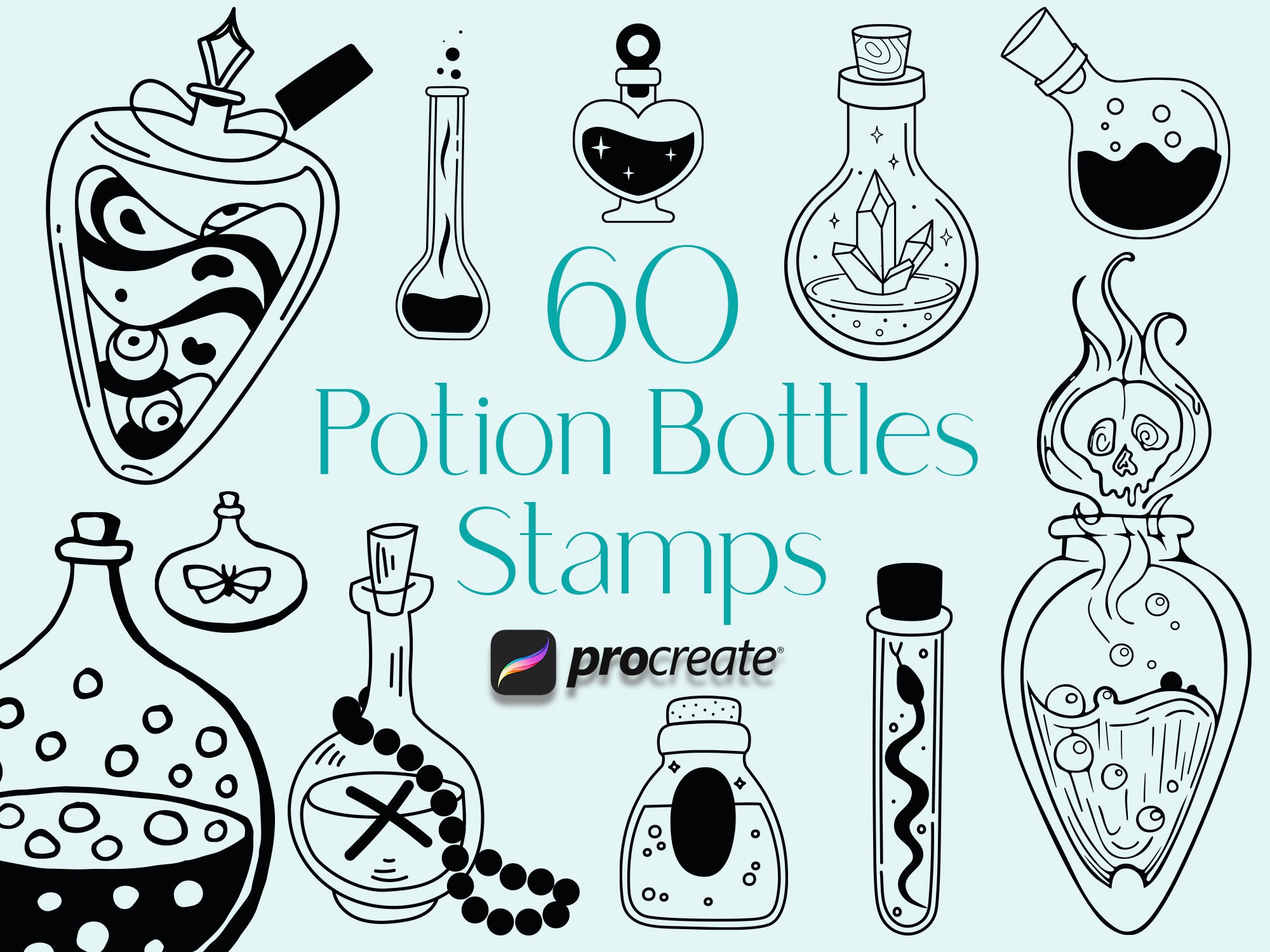 Potion Bottles Procreate Stamps Witchcraft Procreate Stamps  Etsy