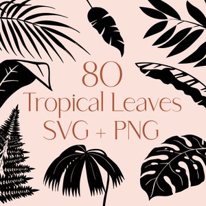 Tropische bladeren SVG, Monstera Svg, Leaf SVG, Boho Leaf Svg, Palmtakken Svg, Jungle Leaves Svg, tropische svg, boho svg, abstracte Svg