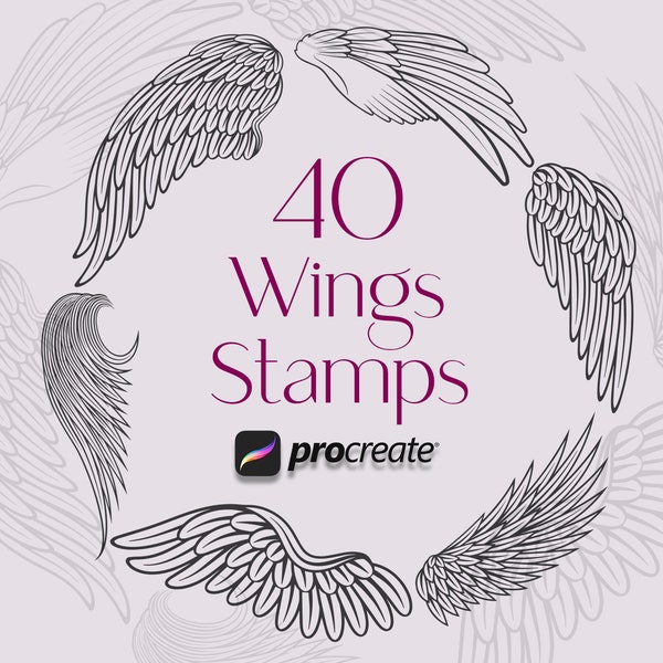 Wings Procreate Stamps | Procreate Tatoo Stamps | Procréer des anges | Procreate Tattoo Stencil | Utilisation commerciale incluse