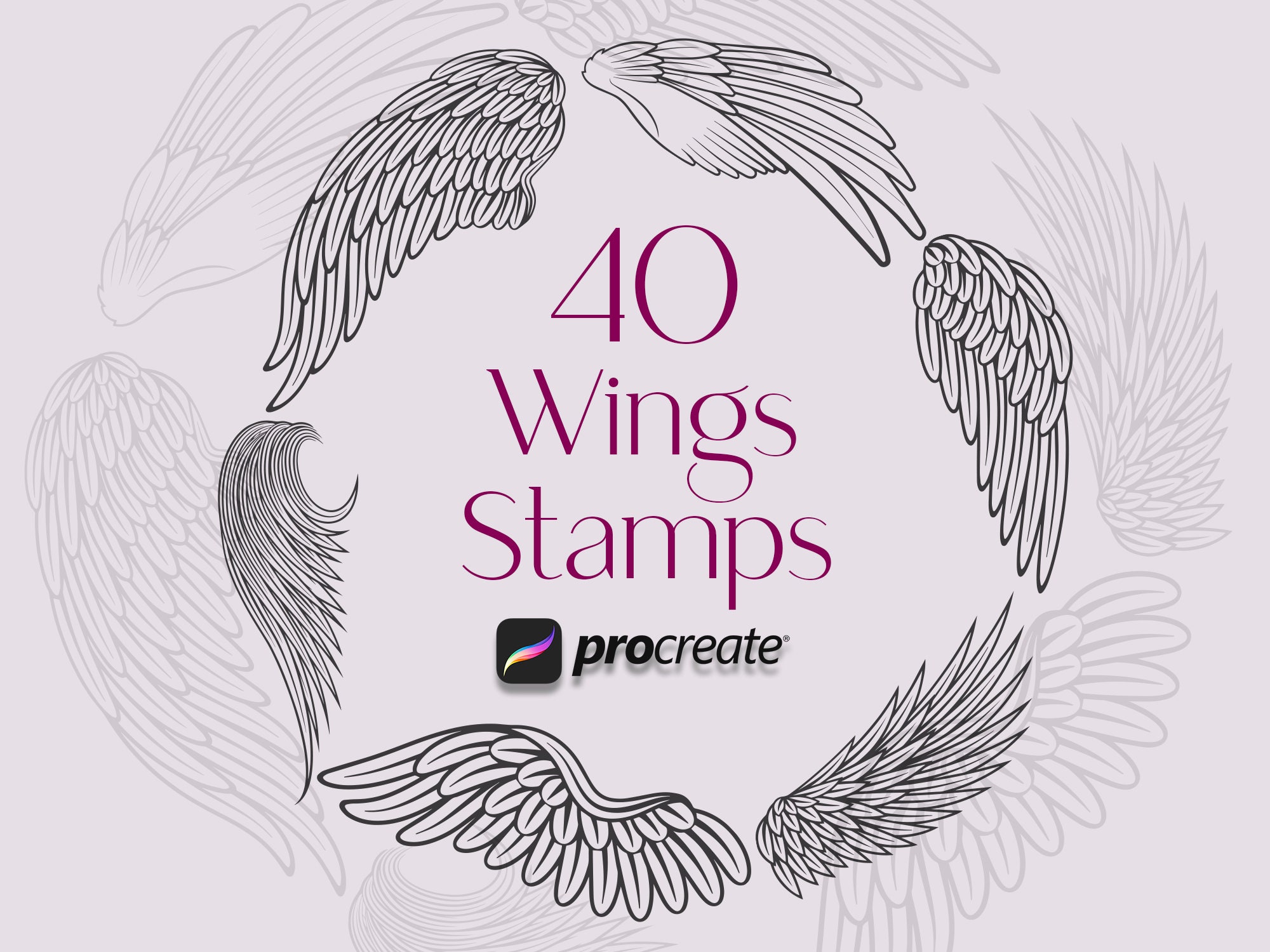 Procreate Wings, Procreate Angels, Procreate Tattoo, Angel Tattoo, Wings Tattoo, Procreate Tattoo Stencil, procreate stamps, stamp brushes