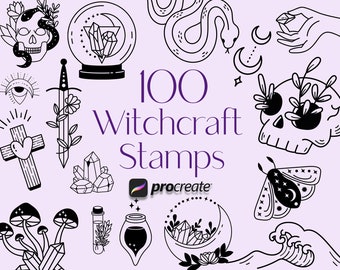 Witchcraft / Celestial Procreate Stamps, Procreate Boho, Procreate, Procreate Mystical Stamps, Witch Stamps, Procreate Magic Stamps