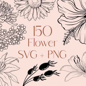 Bloem SVG, Floral Svg, SVG-bestanden, Botanische Svg, Bloem Png, Tattoo Svg, Floral Png, Bloem Clipart, Wildflower Svg, Geboorte bloem Svg