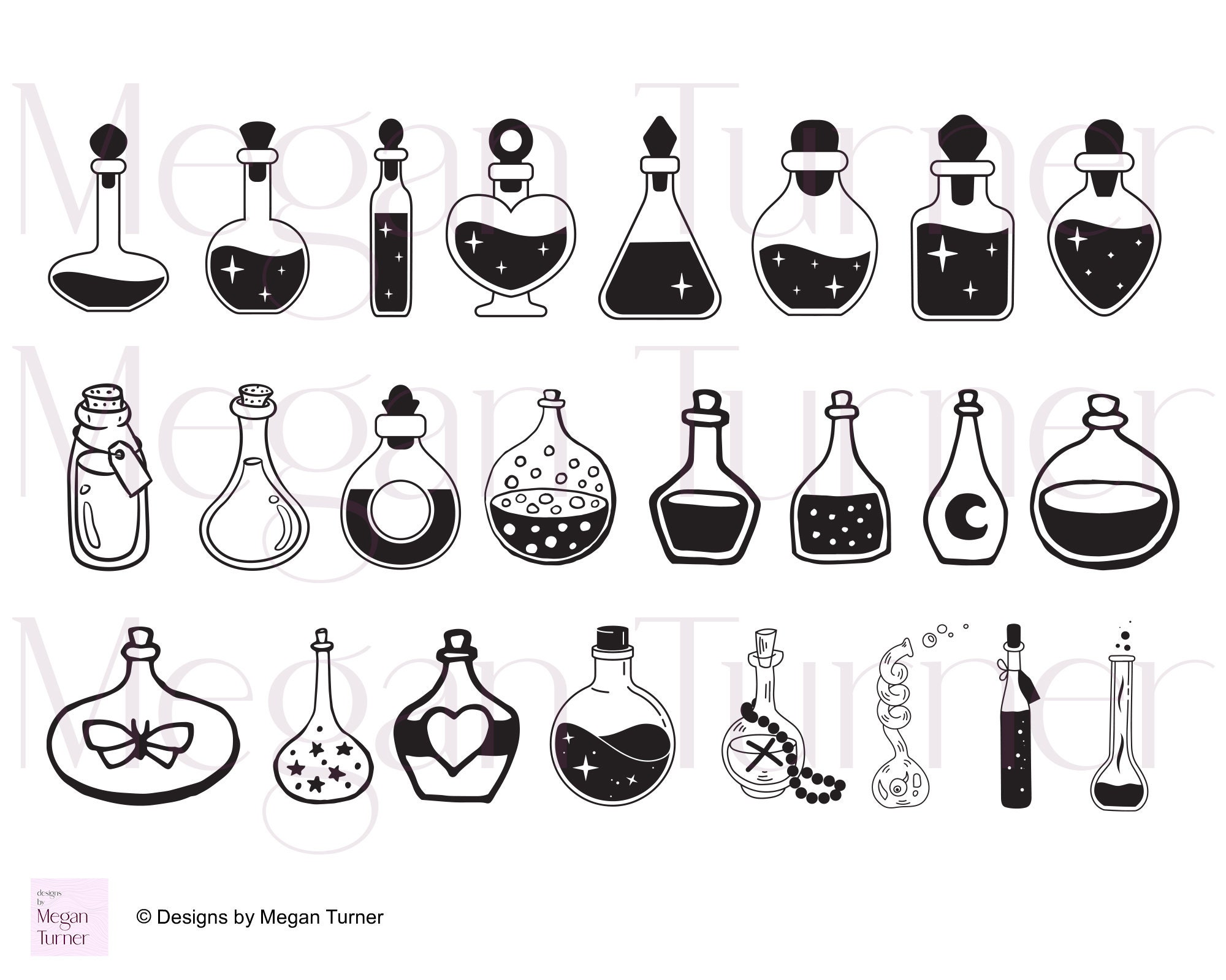 Potion Svg Files Potion Bottles SVG: 60 Witchcraft & Halloween Designs (digital Download ...