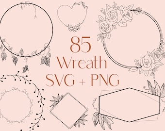 85 Blumenkranz SVG Bundle: Hochzeit & Kreis Rahmen Designs (Kommerzielle Nutzung)