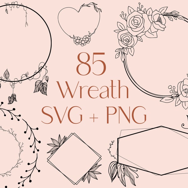 Wreath SVG, Floral Wreath Svg, Wedding SVG, svg files, Circle Frame Svg, Laurel Wreath Svg, Wedding Wreath Svg, Commercial Use Included