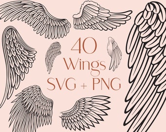 Wings Svg Bundle | Angel Wings Svg Bundle | Tattoo Svg | Wings Clip Art | Angel Wings Cut File | Svg Files for Cricut | Commercial Use