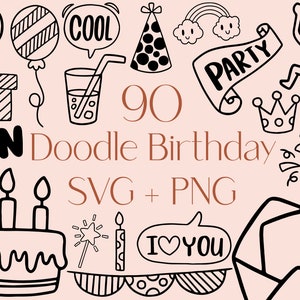 Geburtstag SVG, Party SVG, alles Gute zum Geburtstag SVG, Geburtstag Schnittdateien, Thema geschnitten Dateien, Doodle Geburtstag, Doodle Party, Geburtstag Symbole, Kuchen svg