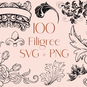 Acanthe SVG, SVG en filigrane, ornement Svg, Svg baroque, vignes Svg, Svg vintage, tourbillons Svg, s'épanouir svg, frontière Svg, Svg cadre