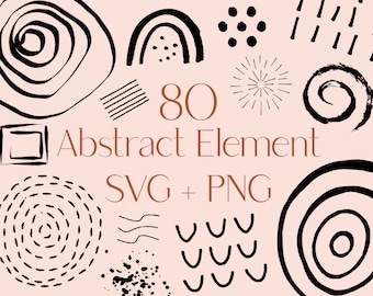80 SVG de arte lineal abstracto: elementos de diseño bohemio (uso comercial)