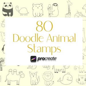 Procreate Doodle Animal Stamps, Procreate Animal Stamps, Procreate Doodle Stamps, Cute Animal Stamps, procreate stamps, procreate brush set