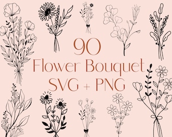Flower Bouquet SVG: 90 Floral Designs for Cricut (Digital Download)