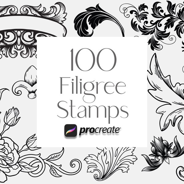 Acanthus Procreate Stamps | Filigree Procreate Stamps | Decorative Ornament Stamps | Baroque Stamps | Vintage Stamps | Swirls Stamps