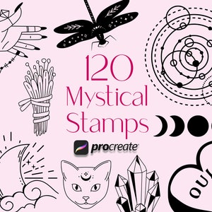 Procreate Celestial Stamps, Mystic Procreate Stamps, witchcraft stamp, Procreate Witch, procreate stamps, procreate brushes, Procreate Magic