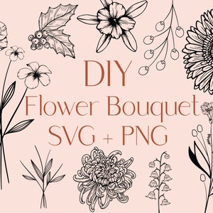 Paquete SVG del mes de nacimiento, SVG de flores, svg botánico, paquete de svg de flores de nacimiento, svg floral, svg de rosa, svg de margarita, svg de amapola, svg de cumpleaños, SVG