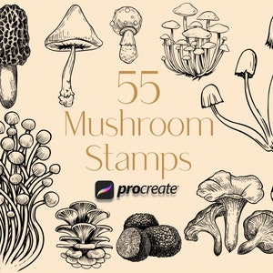 Mushroom Procreate Stamps | Fungus Procreate Stamps | Shiitake, Morel and Truffle Procreate Stamps | Commercial Use Included