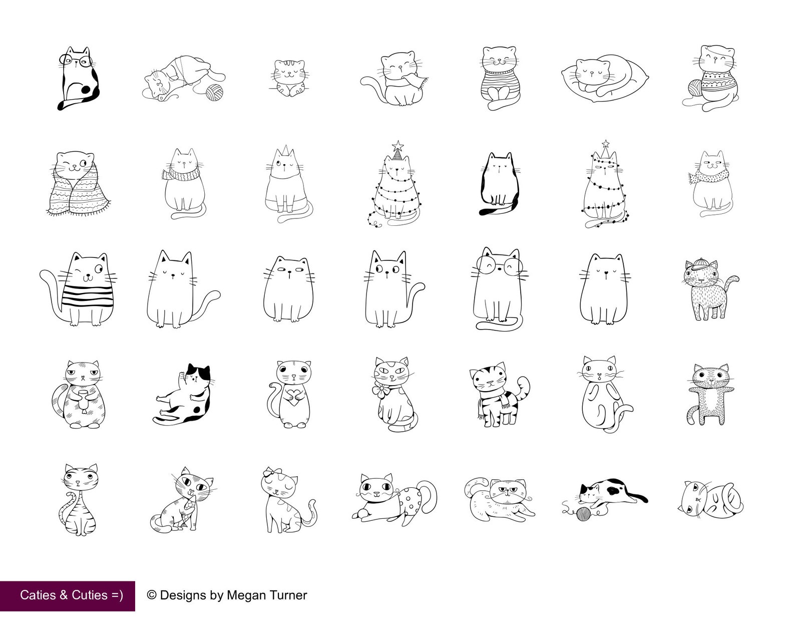 Doodle Cat Procreate Stamps Procreate Cat Stamps Procreate Etsy