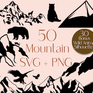 Bergen SVG, Camping SVG, reizen Svg, dier Svg, avontuur Svg, natuur Svg, wandelen Svg, boom Svg, maanfase Svg, commercieel gebruik Svg