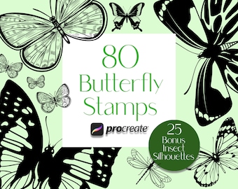 Procreate Butterfly Stamps: Insect & Tattoo Designs (Digital Download)