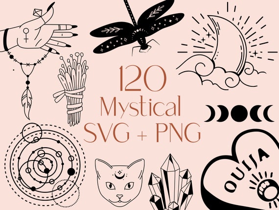 Mystical SVG Bundle: Celestial, Witchcraft & Gothic Designs (120 Files)