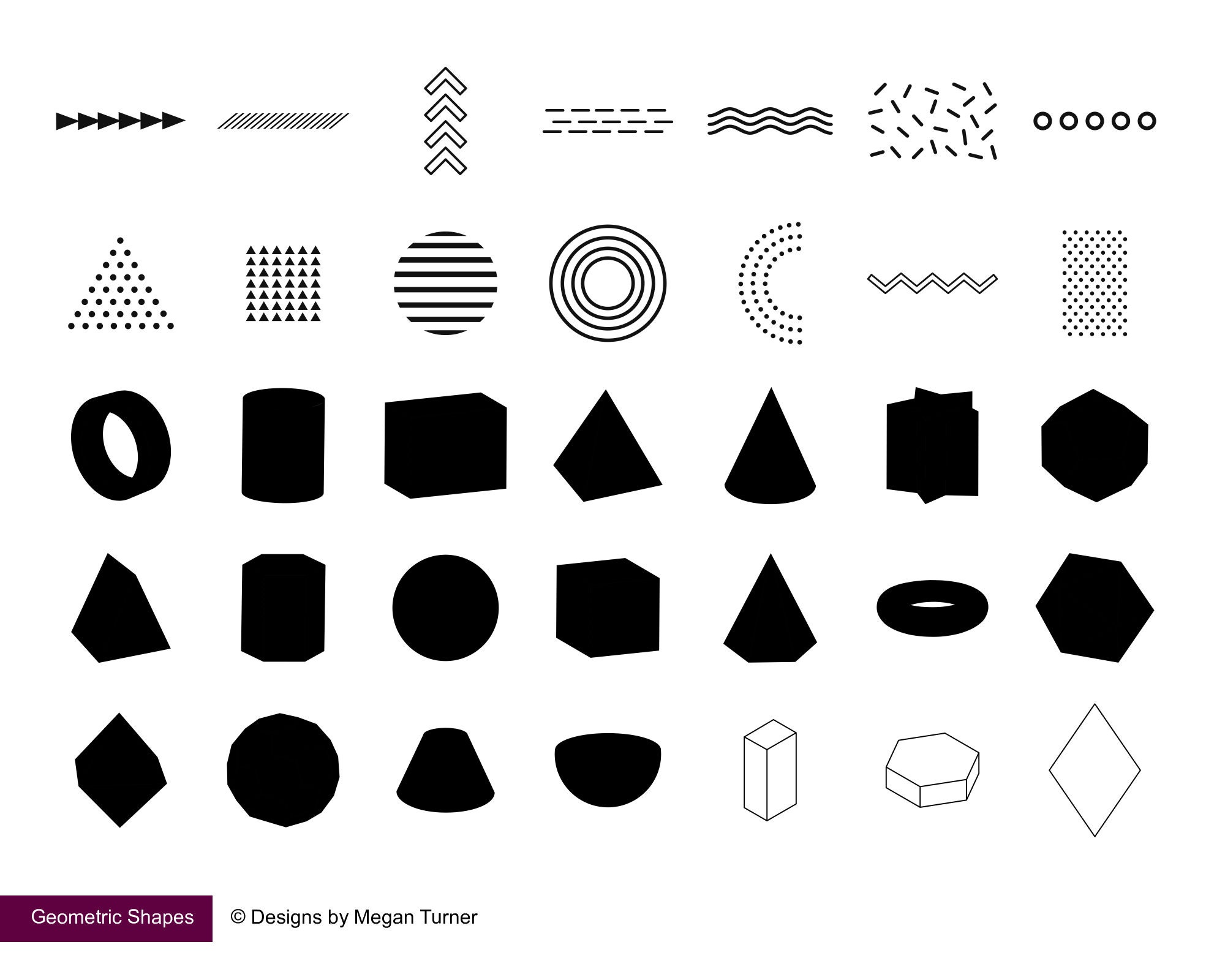 Geometric Shape Procreate Stamps Procreate Essentials Etsy