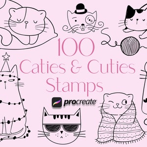 Procreate Cat Stamps, Procreate Doodle Stamps, Procreate Stamps, Procreate Brushes, Stamp Brushes, Cute Procreate Stamps, Cat Stamps
