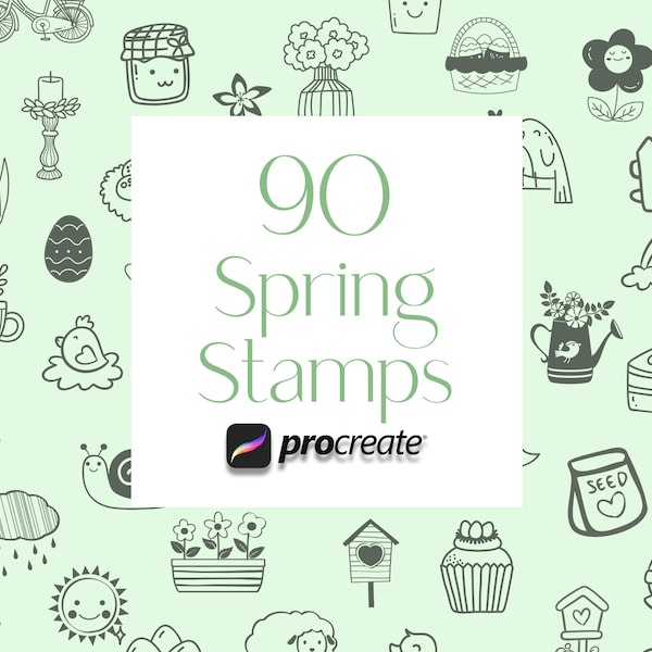 Spring Procreate Stamps | Easter Procreate Stamps | Gardening Procreate Stamps | Spring Vibes Procreate Stamps | Commercial Use Included