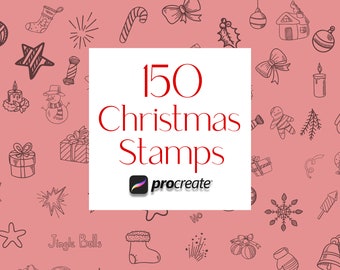 150 Christmas Procreate Stamps: Winter Ornament Brushes (Commercial Use)