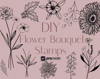 Birth Month Flower Stamps: Botanical Procreate Brushes (Commercial Use)
